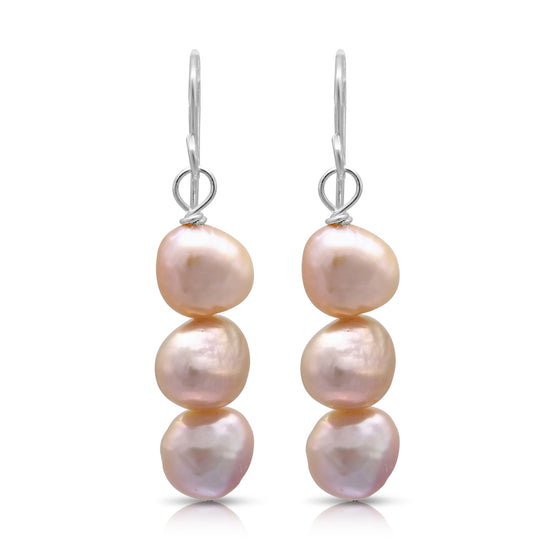 Margarita pink irregular cultured freshwater pearl drop earrings