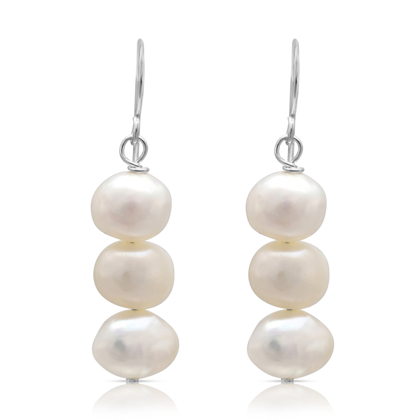 Margarita white irregular cultured freshwater pearl drop earrings