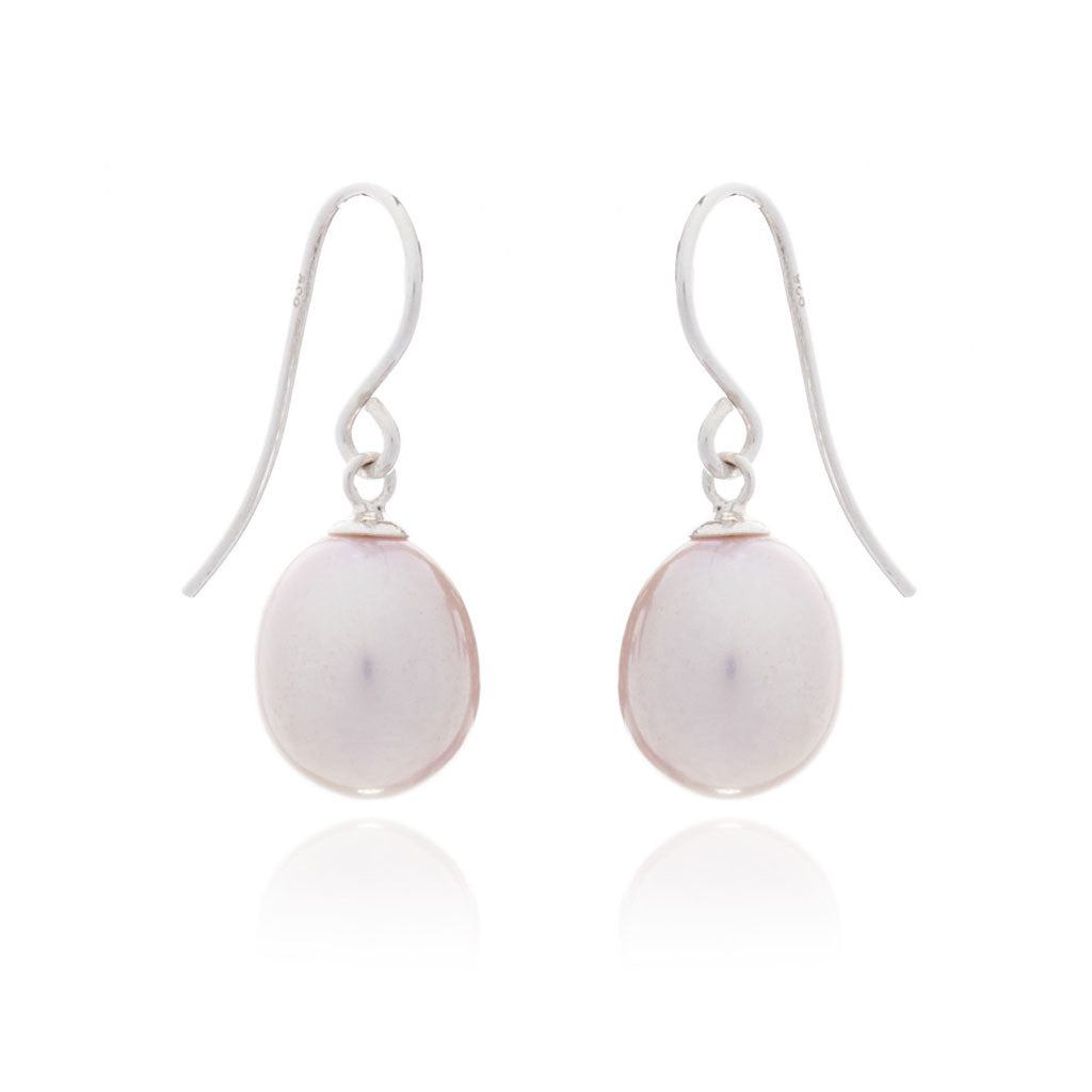 Gratia pink teardrop cultured freshwater pearl earrings