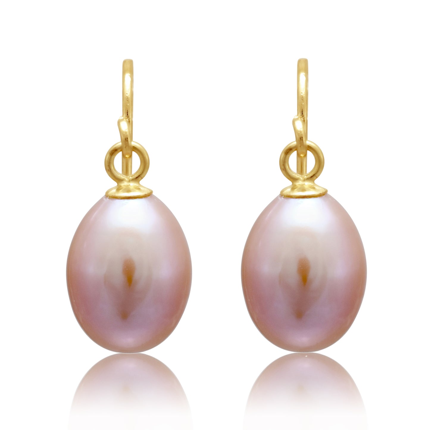Gratia pink teardrop cultured freshwater pearl earrings