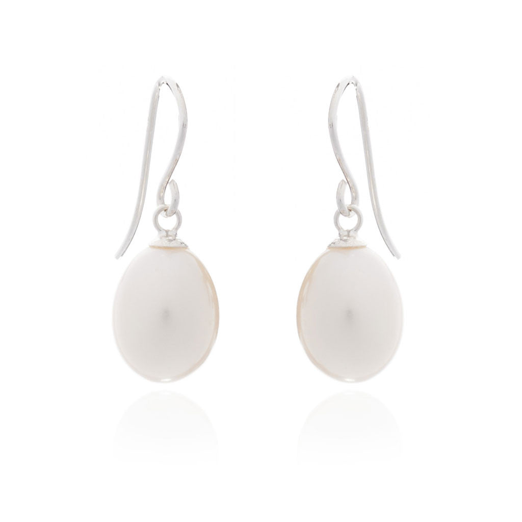 Load image into Gallery viewer, Gratia white teardrop cultured freshwater pearl earrings
