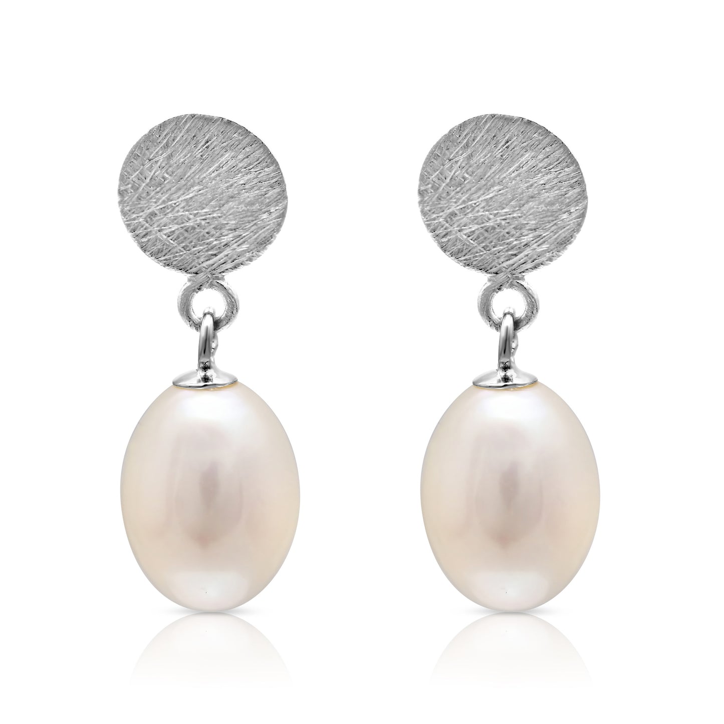 Credo Silver Disc Earrings with Cultured Freshwater Pearl Drops