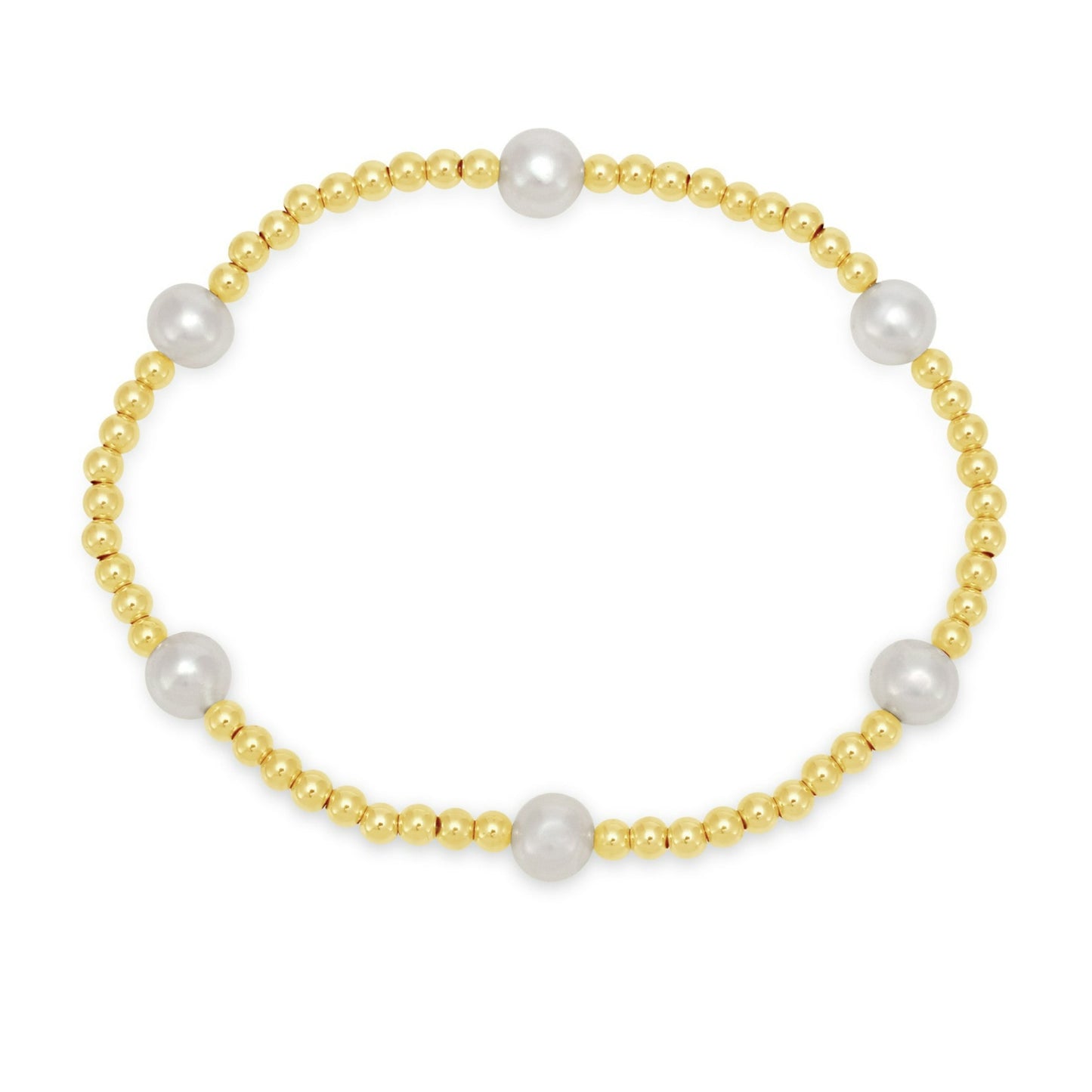 Credo Gold Colour Bead Bracelet With Cultured Freshwater Pearls
