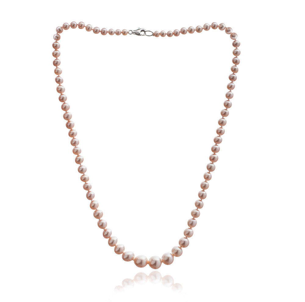 Gratia classic graduated almost round pink cultured freshwater pearl necklace