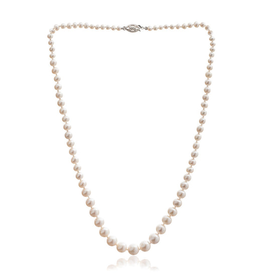 Load image into Gallery viewer, Gratia classic graduated almost round cultured freshwater pearl necklace

