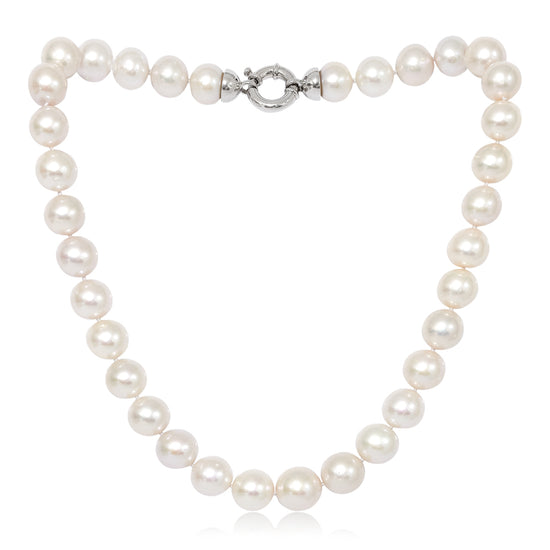 Gratia almost round large Edison cultured freshwater pearl necklace