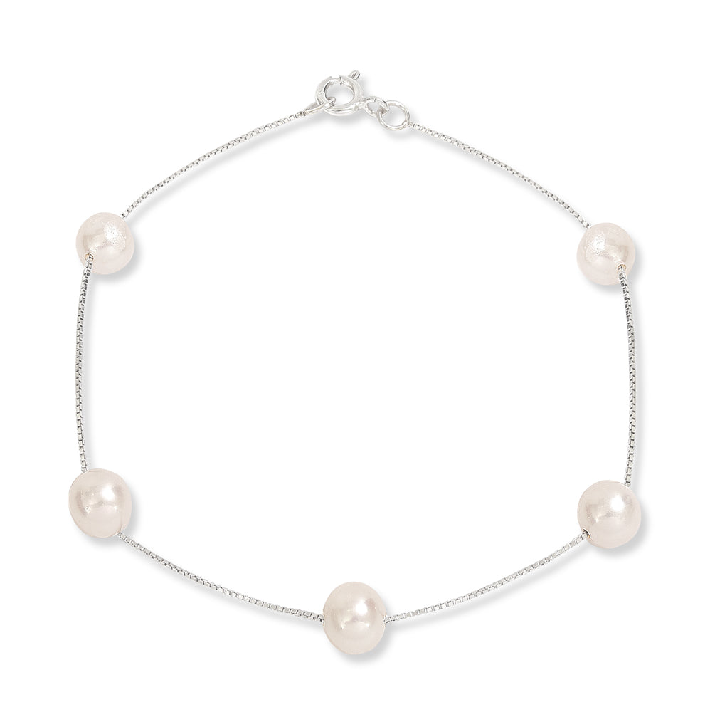 Gratia sterling silver bracelet with white cultured freshwater pearls