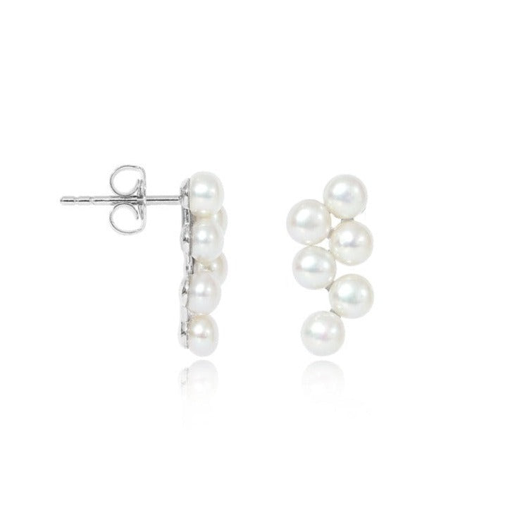 Gratia cultured freshwater pearl wave stud earrings