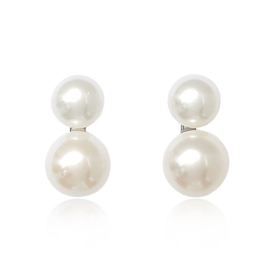 Gratia double stud cultured freshwater pearl earrings