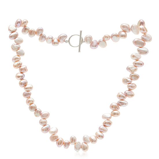 Margarita pink side-drilled irregular cultured freshwater pearl necklace