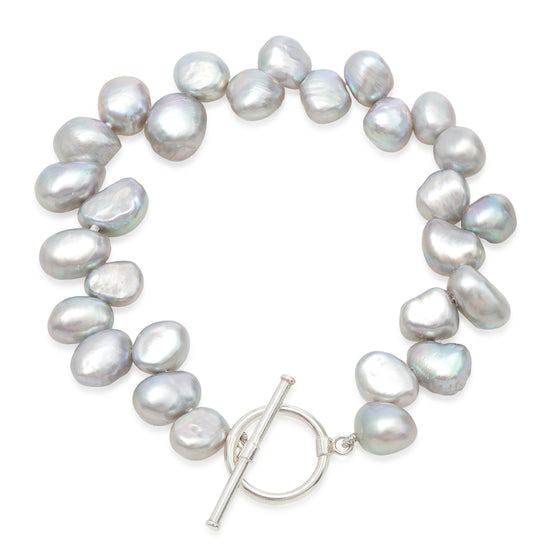 Load image into Gallery viewer, Margarita grey side-drilled irregular cultured freshwater pearl bracelet
