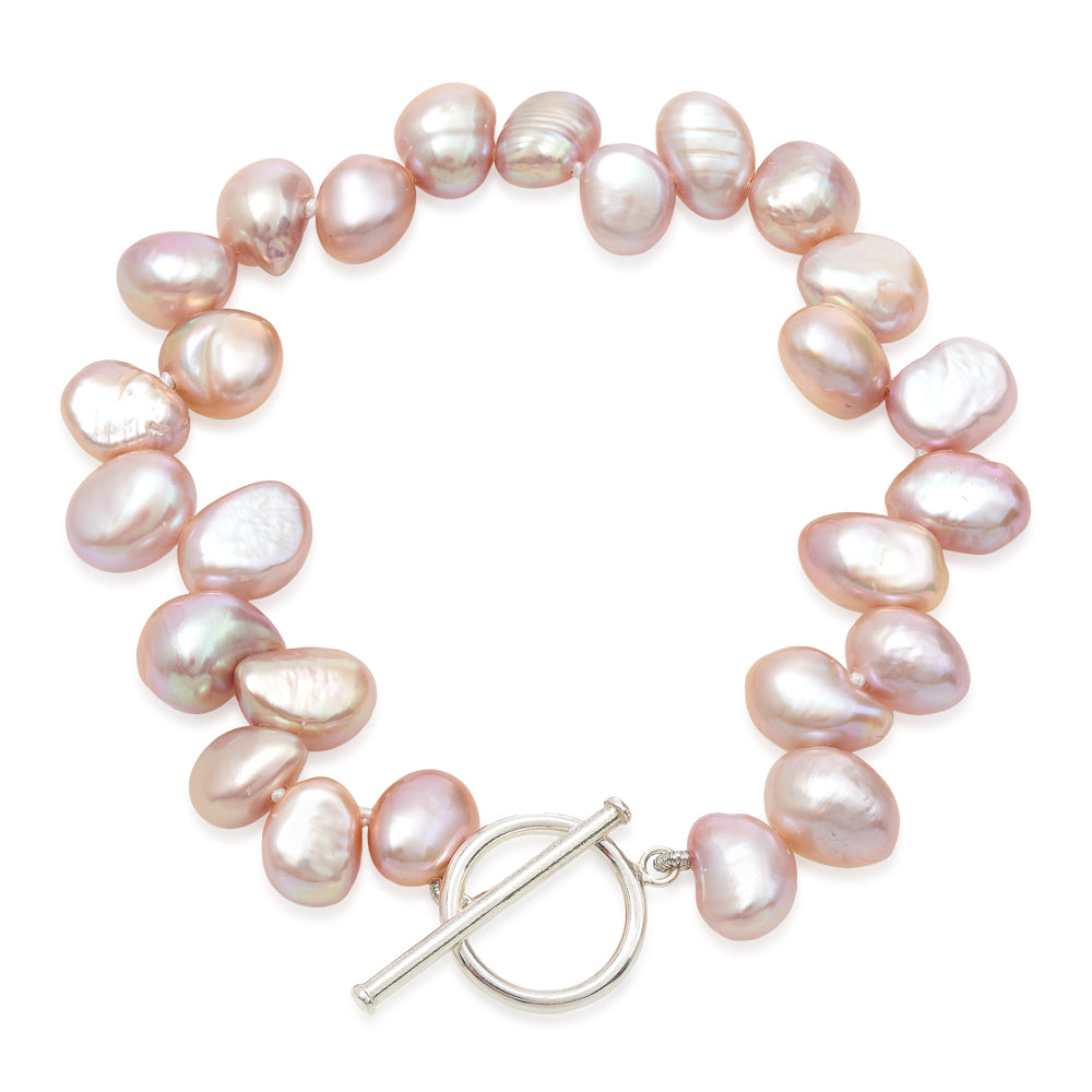 Margarita pink side-drilled irregular cultured freshwater pearl bracelet