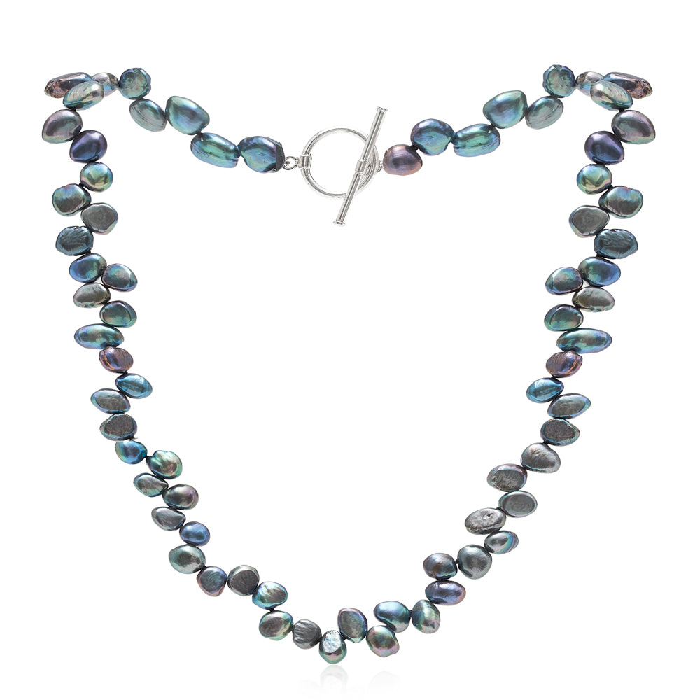 Margarita black side-drilled irregular cultured freshwater pearl necklace