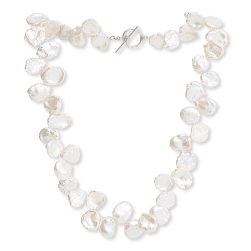 
                  
                    Decus large iridescent white keishi pearl necklace
                  
                