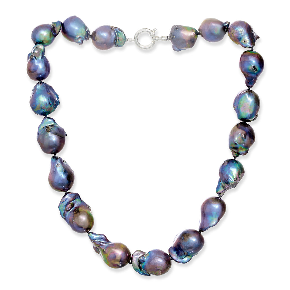 Load image into Gallery viewer, Decus large black cultured freshwater &amp;#39;fireball&amp;#39; pearl necklace
