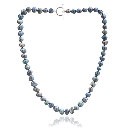 Margarita black irregular-shaped cultured freshwater pearl necklace