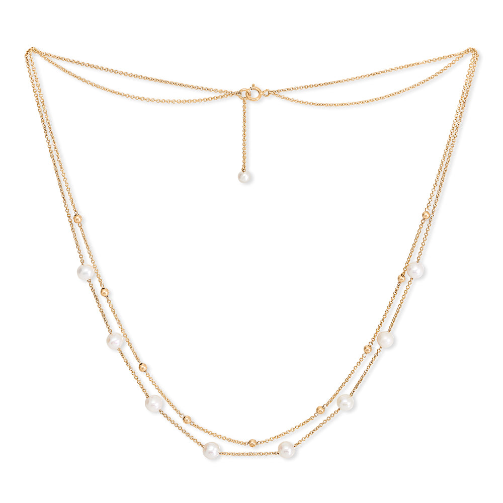 Load image into Gallery viewer, Credo fine double chain necklace with cultured freshwater pearls
