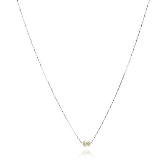Load image into Gallery viewer, Gratia sterling silver chain with central white cultured freshwater pearl
