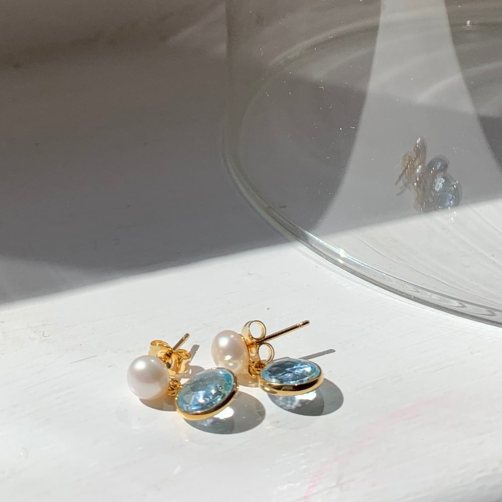 
                  
                    Nova blue topaz & cultured freshwater pearl drop earrings
                  
                