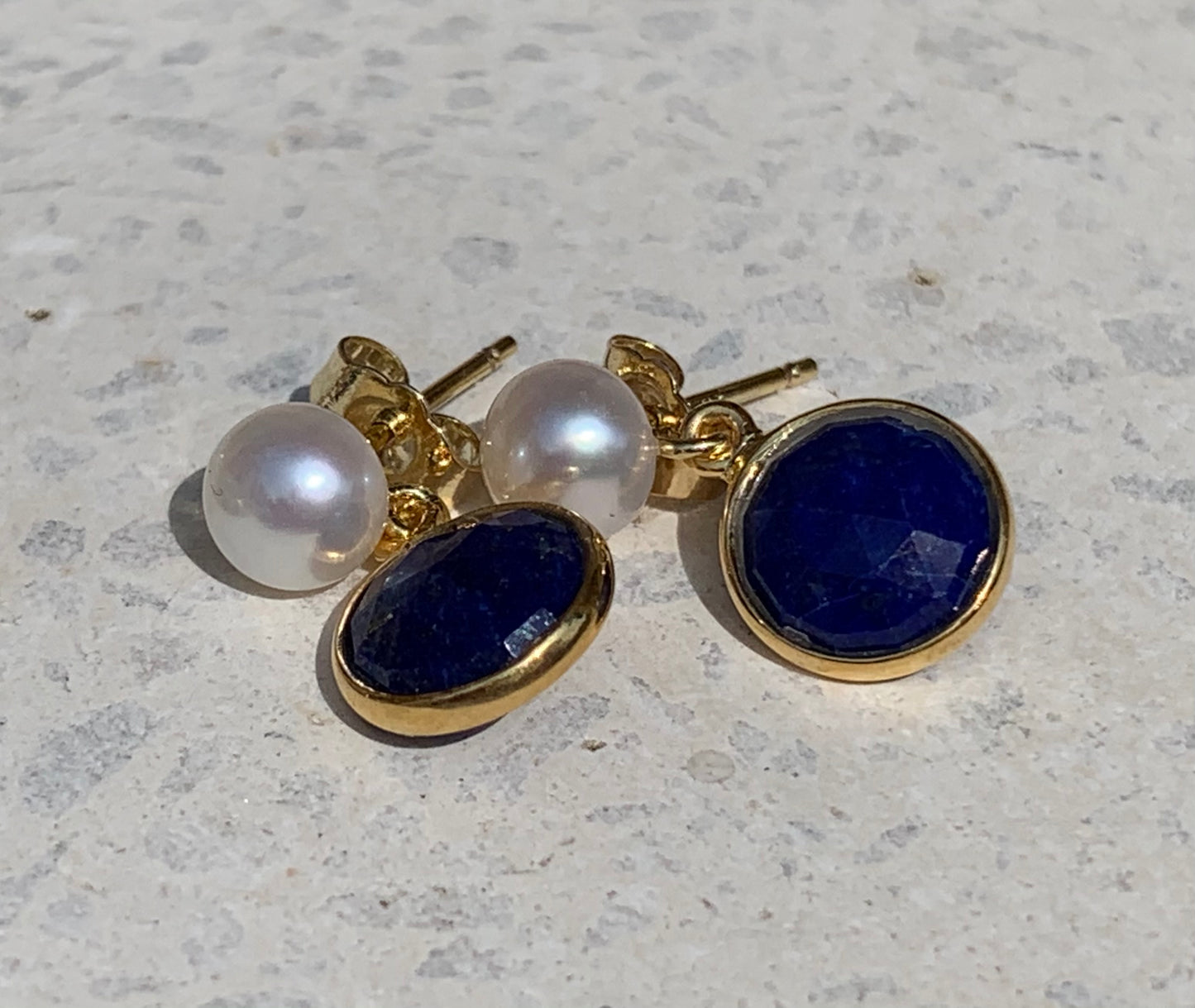 Nova lapis lazuli & cultured freshwater pearl drop earrings