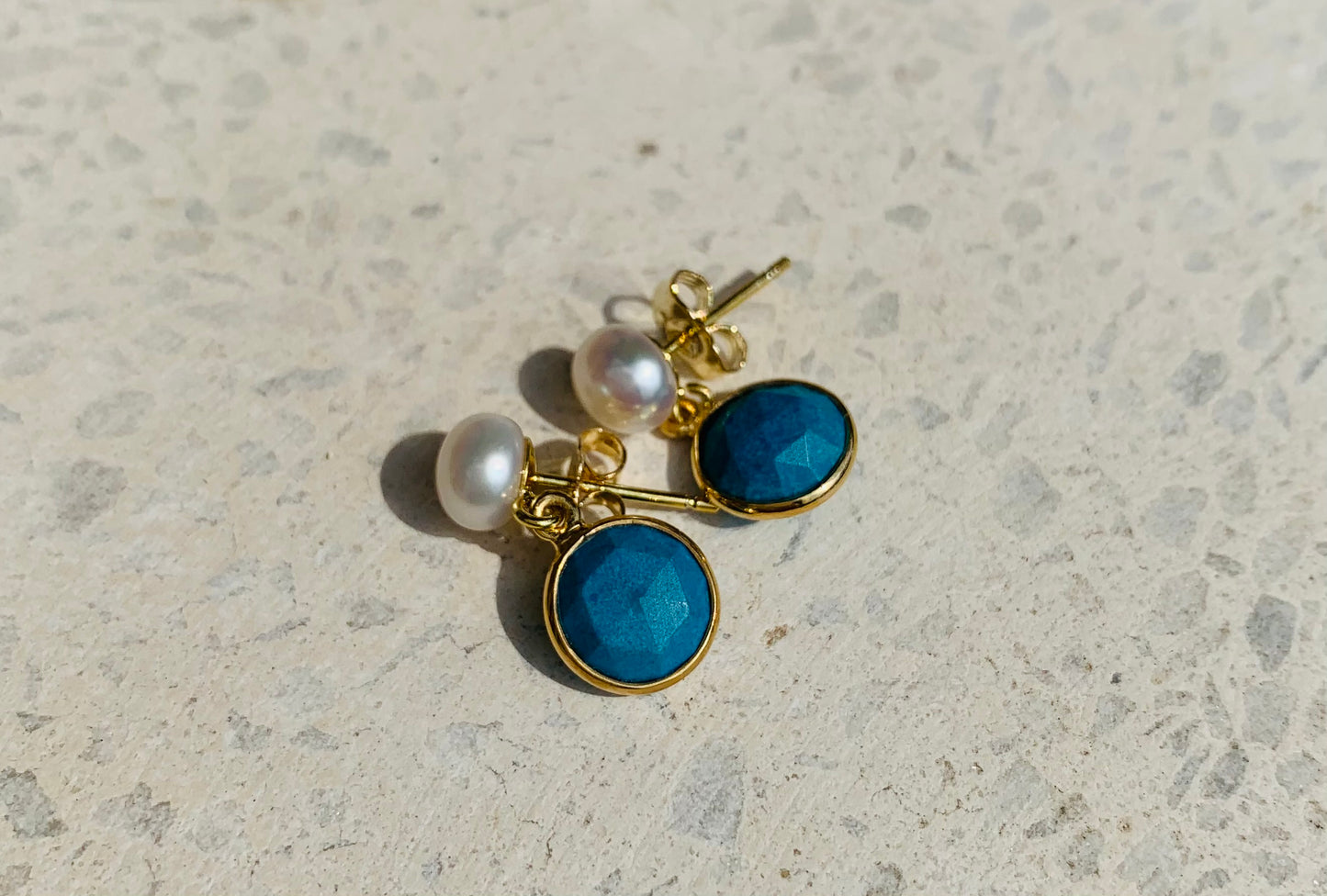 Nova turquoise & cultured freshwater pearl drop earrings