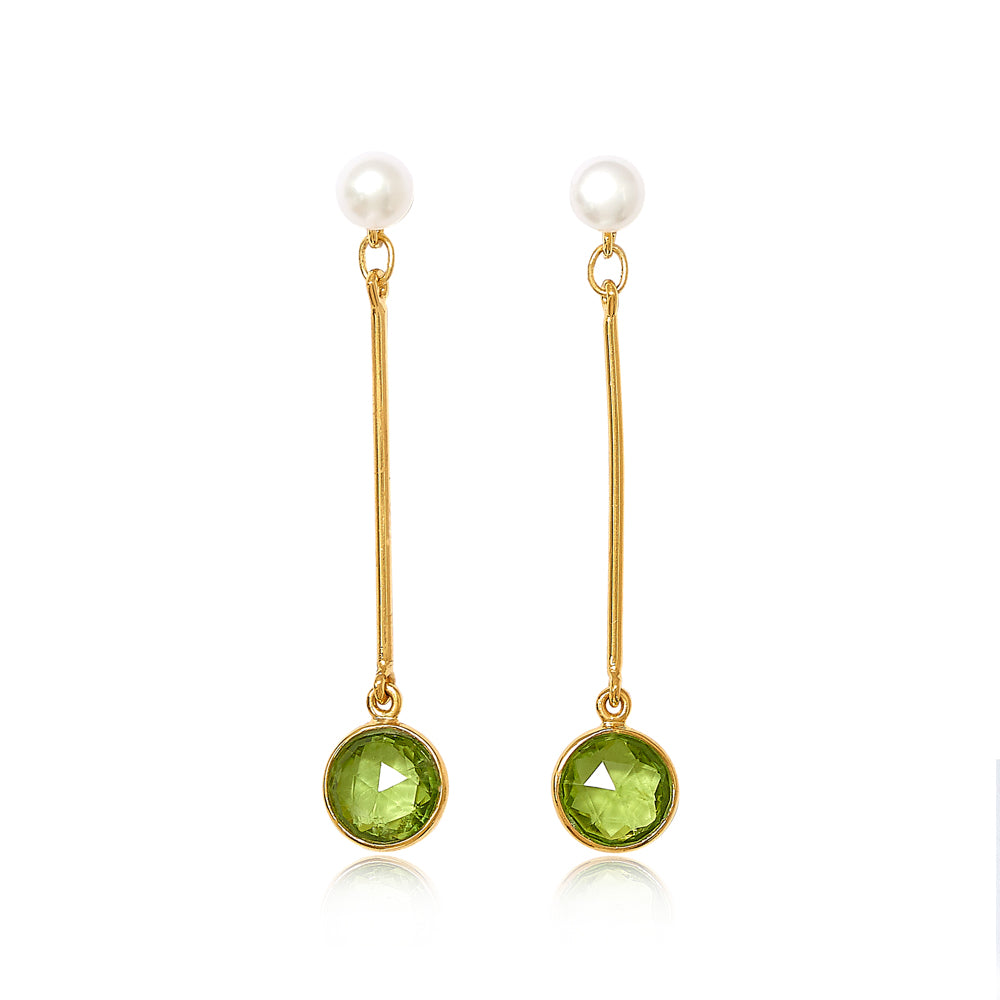 Charmisma Peridot 18ct Gold Vermeil Dainty Drop Earrings | Jian London