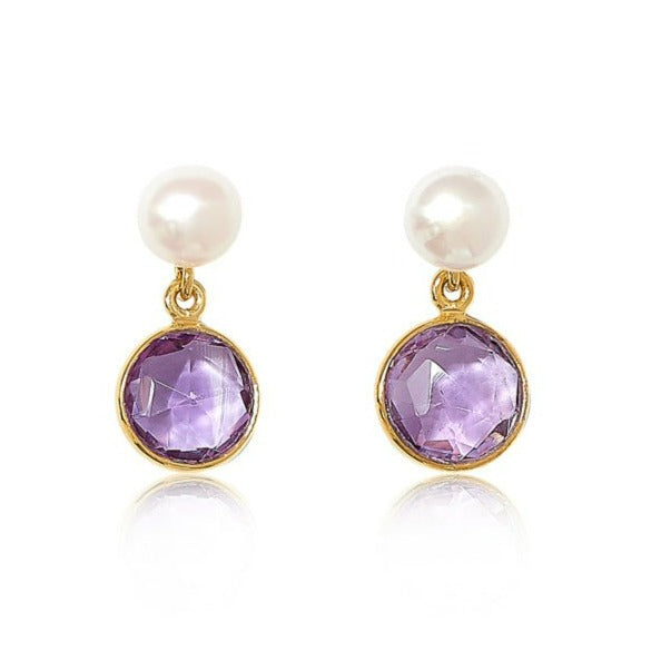 Nova amethyst & cultured freshwater pearl drop earrings