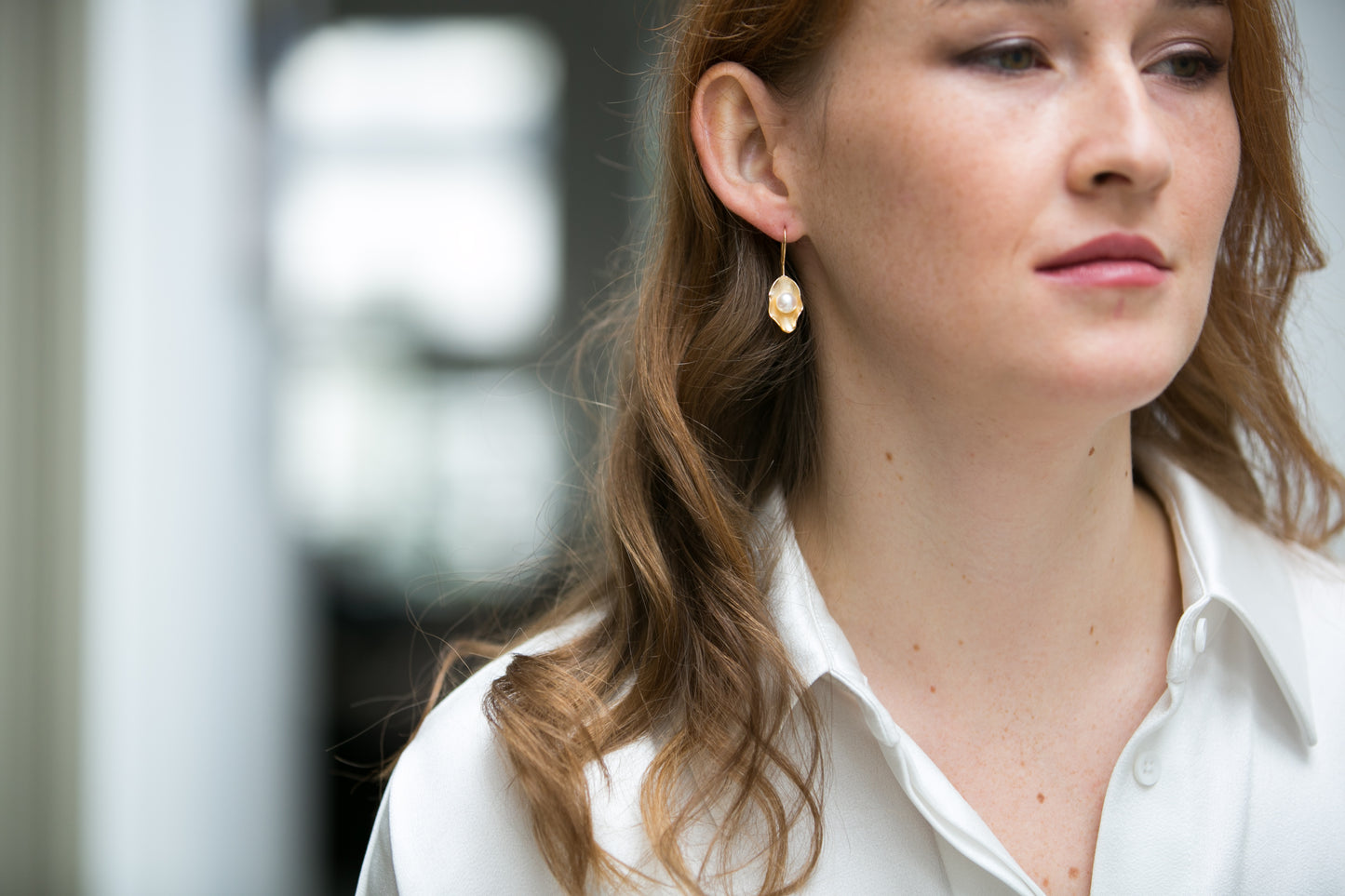 Vita Cultured Freshwater Pearl Pea Pod Drop Earrings in Gold