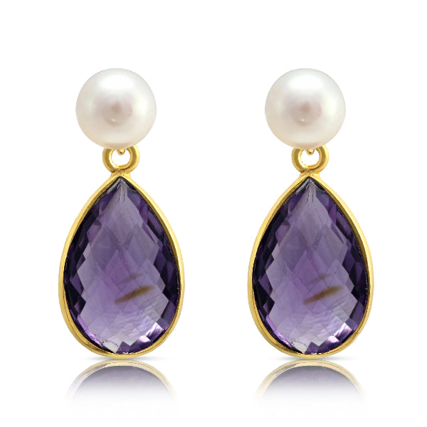 Amethyst Pearl Earrings Purple Earrings Amethyst Sterling Silver Dangle  Drop Silver Earrings Gift Box for Her Gifts for Mom Jewelry Gift - Etsy