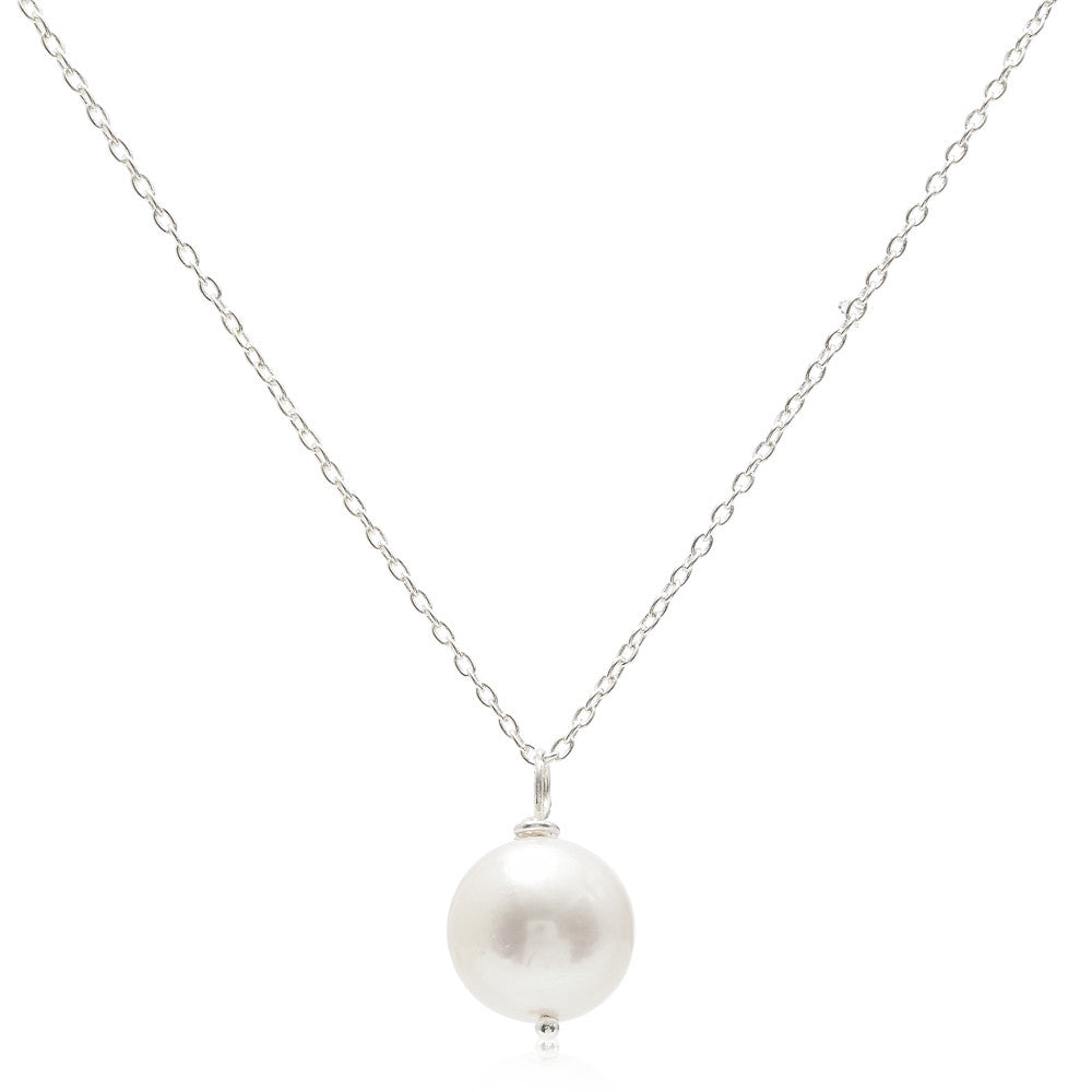 Credo almost round cultured freshwater pearl pendant on silver chain