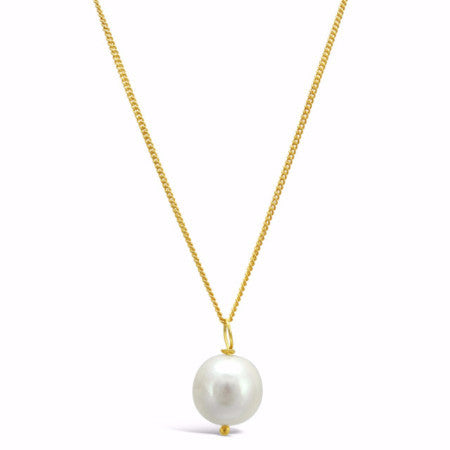Credo almost round cultured freshwater pearl pendant on gold chain