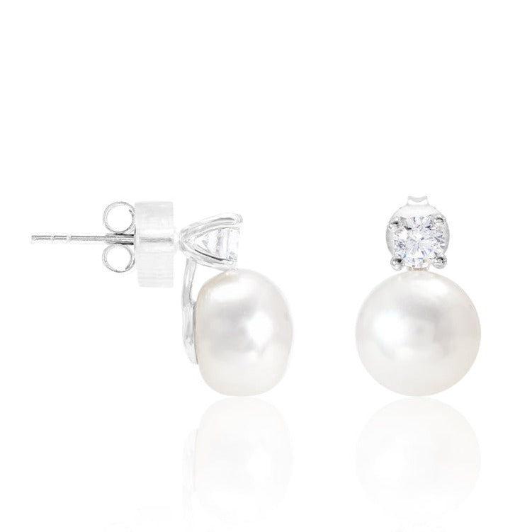 Stella cultured freshwater pearl &crystal stud earrings
