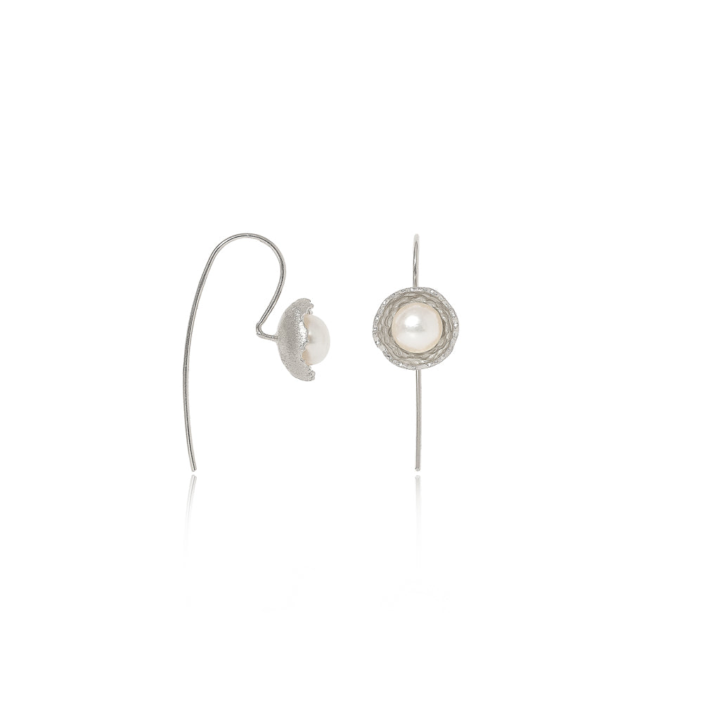 Vita Silver Buttercup Drop Earrings With Cultured Freshwater Pearls