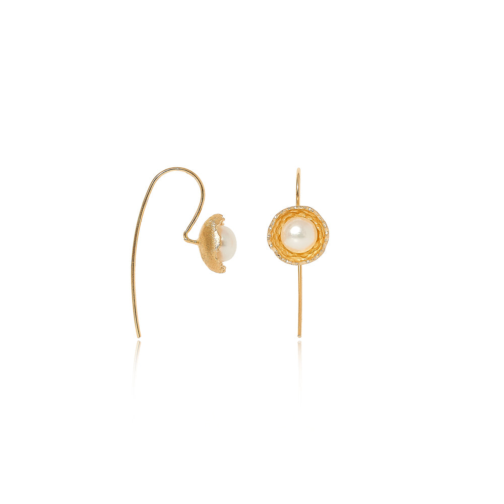 Vita Gold Buttercup Drop Earrings With Cultured Freshwater Pearls