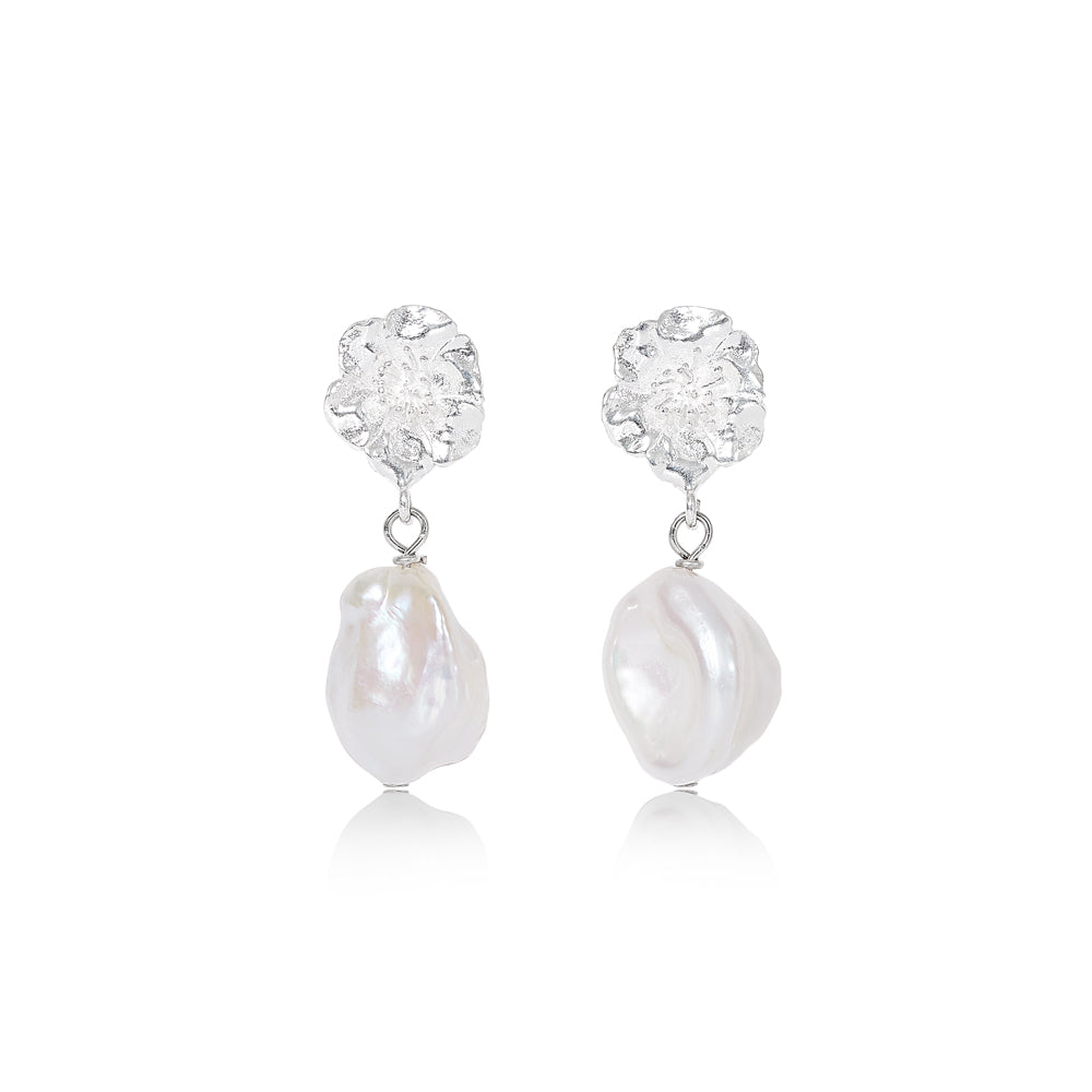 
                  
                    Vita Silver Cherry Blossom & Baroque Cultured Freshwater Pearl Drop Earrings
                  
                