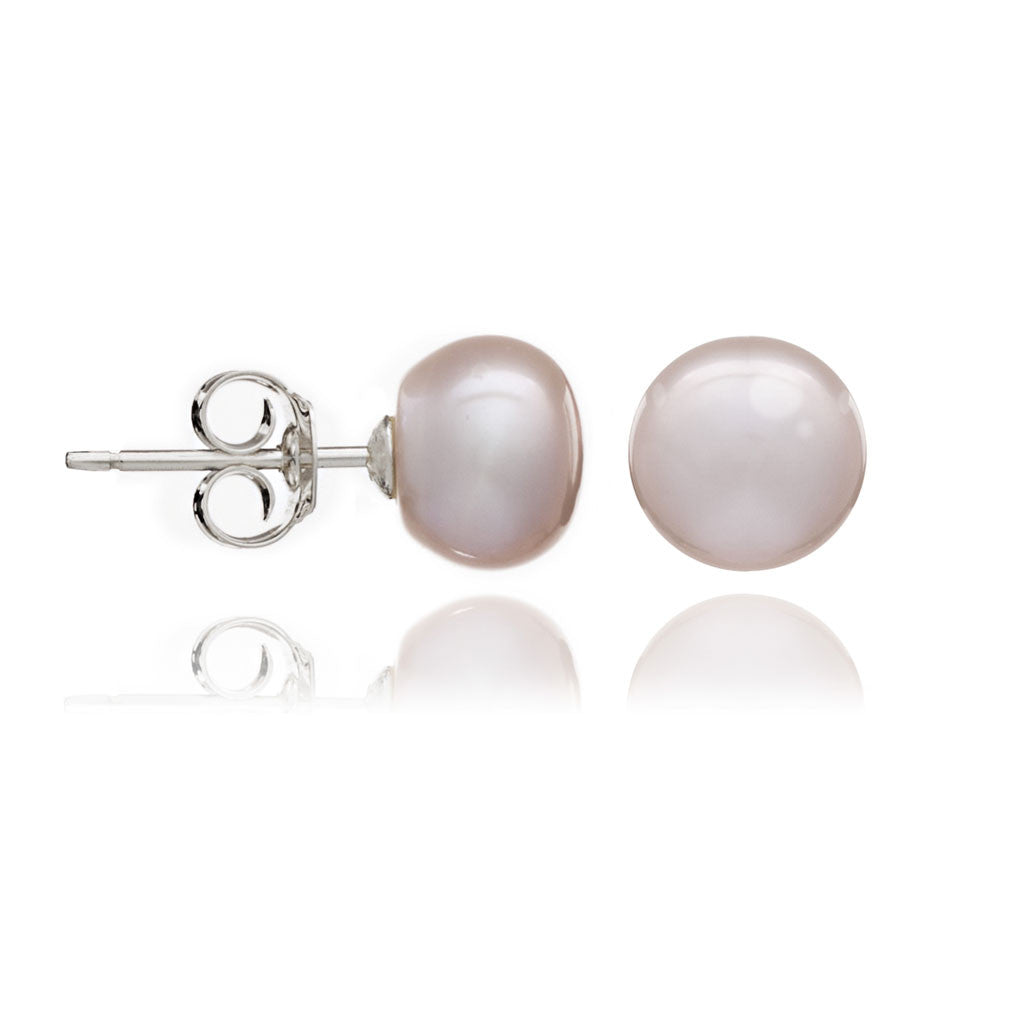 Margarita pink button cultured freshwater pearl stud earrings