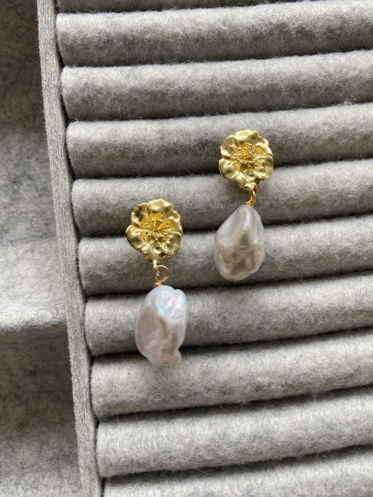 
                  
                    Vita Gold Cherry Blossom & Baroque Cultured Freshwater Pearl Drop Earrings
                  
                